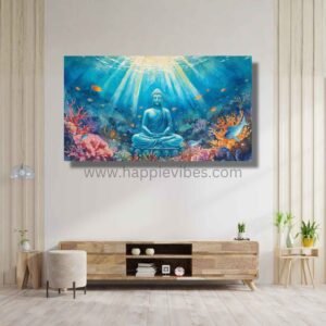 Happie Vibes Oceanic Samadhi – Underwater Buddha Wall Art – Zen Ocean Home Decor Print