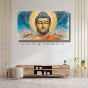 Happie Vibes Lotus Enlightenment – Buddha Wall Art – Serene Meditation Canvas Print