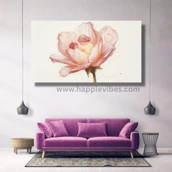 Happie Vibes Blossom of Love – Mother and Child Imagination Canvas Painting Artwork – Floral Imagination Wall Art