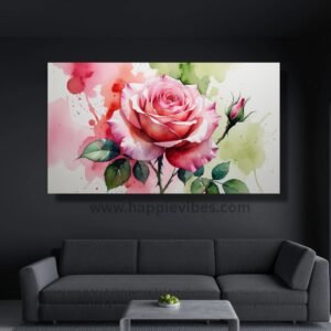 Happie Vibes Bloom Radiance – Rose Imagination Canvas Painting Artwork – Modern Floral Imagination Wall Art