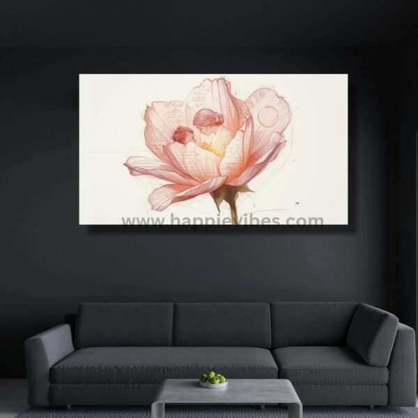 Happie Vibes Blossom of Love – Mother and Child Imagination Canvas Painting Artwork – Floral Imagination Wall Art