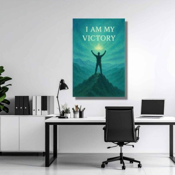 Happie Vibes motivational victory canvas painting artwork with success affirmation quote for office wall decor