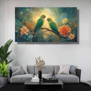 Tropical Whispers – Parrots & Flora Nature Art & Vibrant Jungle Print