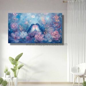 Happie Vibes Eternal Duet – Romantic Bird Wall Art – Ethereal Lovers Gift Painti