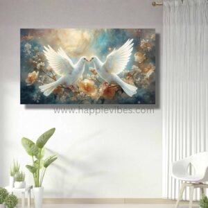 Happie Vibes Pledge of Peace – White Dove Canvas Art – Romantic Bird Anniversary Gift Painting