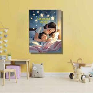 Happie Vibes Starry Night Embrace – "I Am Protected and Safe" Kids Room Decor Watercolor Artwork