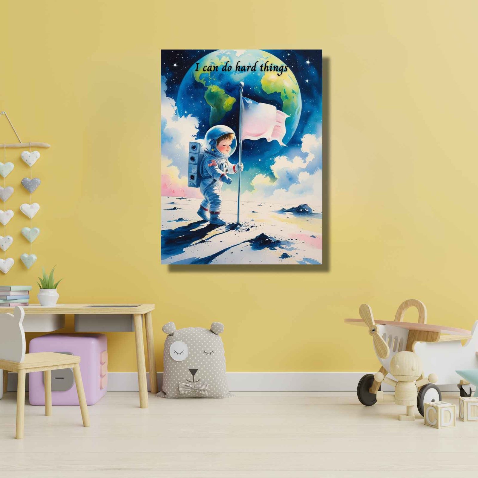 Happie Vibes Little Astronaut, Big Dreams – "I Can Do Hard Things" Kids Room Decor Watercolor Artwork