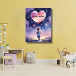 Happie Vibes Inner Compass Journey – "I Listen to My Heart" Kids Room Decor Watercolor Artwork