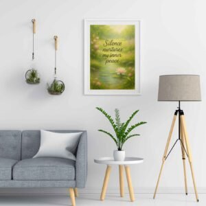 Happie Vibes Inner Peace – Lotus Pond Meditation Art – Silence Nurtures Inner Peace