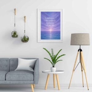 Happie Vibes Endless Horizons – Serene Ocean Affirmation Art – Meditation Wall Decor