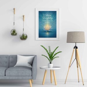 Happie Vibes Limitless Prosperity affirmational canvas painting artwork with bright garden flowers and golden coins for abundance home decor