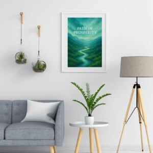Happie Vibes Path of Prosperity emerald river affirmational canvas painting artwork for abundance home decor